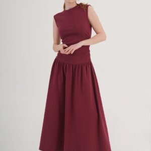 Claret Red Fit And Flare Dress - Brand: Lustrin - Women & Kids, Baby Clothes Wholesale - TheBS Women