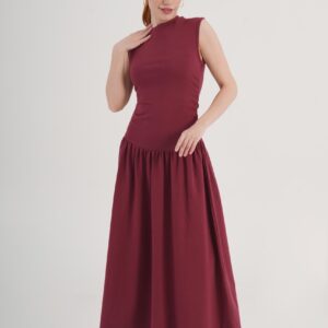 Claret Red Fit And Flare Dress - Brand: Lustrin - Women & Kids, Baby Clothes Wholesale - TheBS Women