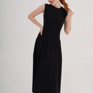 Black Fit And Flare Dress With High Neck - Brand: Lustrin - Women & Kids, Baby Clothes Wholesale - TheBS Women