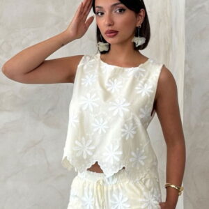 White Floral Sleeveless Cap Sleeve Blouse - Brand: Topshow - Women & Kids, Baby Clothes Wholesale - TheBS Women