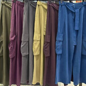 Claret Red Cargo Pants With High Waist And Wide Leg - Brand: Cream Rouge - Women & Kids, Baby Clothes Wholesale - TheBS Women