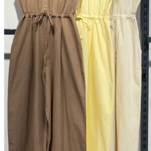 Khaki Casual Buttoned Shirt Jumpsuit With Polo Neck - Brand: Cream Rouge - Women & Kids, Baby Clothes Wholesale - TheBS Women