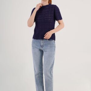 Blouse With Herringbone Pattern And High Neck - Brand: Lustrin - Women & Kids, Baby Clothes Wholesale - TheBS Women