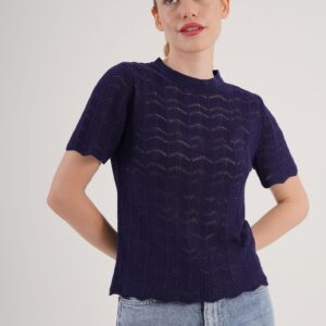 Blouse With Herringbone Pattern And High Neck - Brand: Lustrin - Women & Kids, Baby Clothes Wholesale - TheBS Women