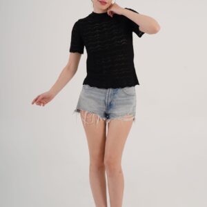 Blouse Casual Elegant High Neck Short Sleeve - Brand: Lustrin - Women & Kids, Baby Clothes Wholesale - TheBS Women