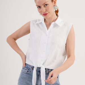 White Striped Casual Elegant Shirt - Brand: Lustrin - Women & Kids, Baby Clothes Wholesale - TheBS Women