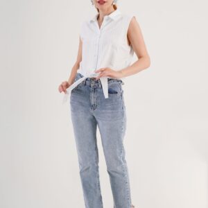 White Striped Casual Elegant Shirt - Brand: Lustrin - Women & Kids, Baby Clothes Wholesale - TheBS Women