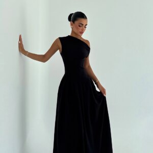 ElegantA-Line Dress With One Shoulder Neck - Brand: EYYO ATELIER - Women & Kids, Baby Clothes Wholesale - TheBS Women