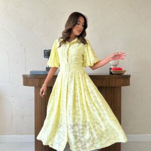 Elegant Floral Shirt Dress With Ruffle Sleeves - Brand: Elisa - Women & Kids, Baby Clothes Wholesale - TheBS Women