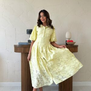 Elegant Floral Shirt Dress With Ruffle Sleeves - Brand: Elisa - Women & Kids, Baby Clothes Wholesale - TheBS Women