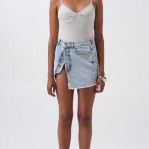 Asymmetrical Mini Skirt With Buttoned Closure - Brand: Black Fashion - Women & Kids, Baby Clothes Wholesale - TheBS Women