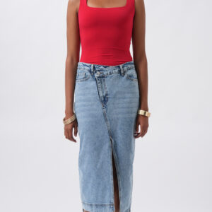 Slit Midi Skirt With High Waist & Straight Pocket - Brand: Black Fashion - Women & Kids, Baby Clothes Wholesale - TheBS Women