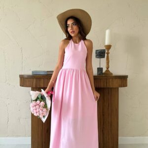 Fit And Flare Maxi Dress With Halter Neck - Brand: Elisa - Women & Kids, Baby Clothes Wholesale - TheBS Women