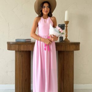 Fit And Flare Maxi Dress With Halter Neck - Brand: Elisa - Women & Kids, Baby Clothes Wholesale - TheBS Women