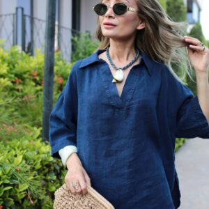 Oversized Fit V-Neck Blouse - Brand: Cream Rouge - Women & Kids, Baby Clothes Wholesale - TheBS Women