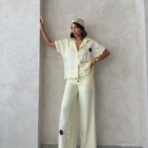 Beige Palazzo Pants With Wide Leg And Drawstring - Brand: Topshow - Women & Kids, Baby Clothes Wholesale - TheBS Women