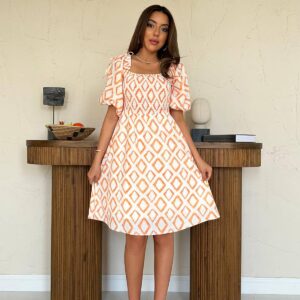 Square Patterned Summer Dress - Brand: Elisa - Women & Kids, Baby Clothes Wholesale - TheBS Women