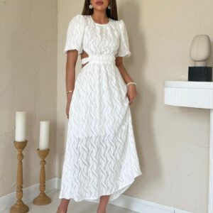 Balloon Sleeve Belted Dress - Brand: Elisa - Women & Kids, Baby Clothes Wholesale - TheBS Women