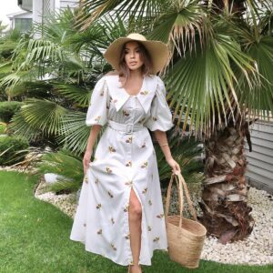 Belted Dress With Floral Pattern On The Collar - Brand: Elisa - Women & Kids, Baby Clothes Wholesale - TheBS Women