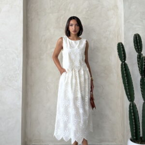 White Floral A-Line Midi Skirt - Brand: Topshow - Women & Kids, Baby Clothes Wholesale - TheBS Women