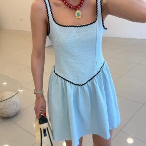 Black Babydoll Dress With Square Neck And Cap Sleeves - Brand: Cream Rouge - Women & Kids, Baby Clothes Wholesale - TheBS Women