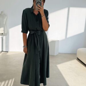 Black Wrap Dress With Puff Sleeves - Brand: Cream Rouge - Women & Kids, Baby Clothes Wholesale - TheBS Women