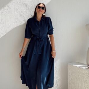 Midi Shirt Dress With 3/4 Sleeves - Brand: Cream Rouge - Women & Kids, Baby Clothes Wholesale - TheBS Women