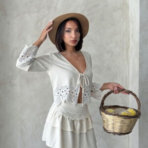 Beige Boho Layered Mini Skirt With Tie Closure - Brand: Topshow - Women & Kids, Baby Clothes Wholesale - TheBS Women