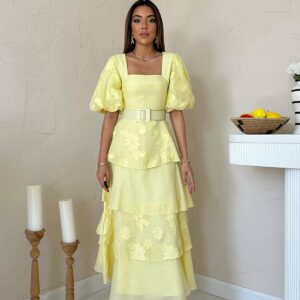 ElegantDress With Floral Puff Half Sleeves - Brand: Elisa - Women & Kids, Baby Clothes Wholesale - TheBS Women