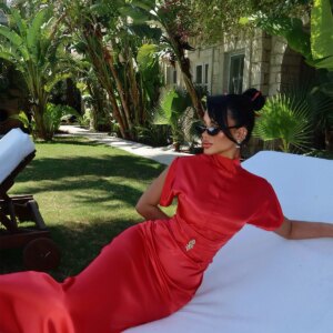 ElegantSheath Dress With High Neck And Short Sleeves - Brand: EYYO ATELIER - Women & Kids, Baby Clothes Wholesale - TheBS Women