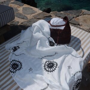 White Casual Boho Elegant Pareo With Letter Print - Brand: EYYO ATELIER - Women & Kids, Baby Clothes Wholesale - TheBS Women