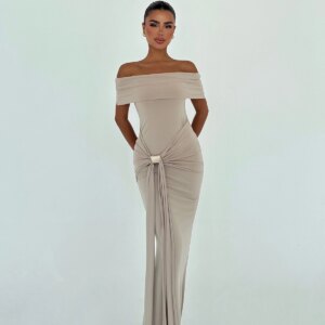 ElegantSheath Dress With Off Shoulder Neck - Brand: EYYO ATELIER - Women & Kids, Baby Clothes Wholesale - TheBS Women