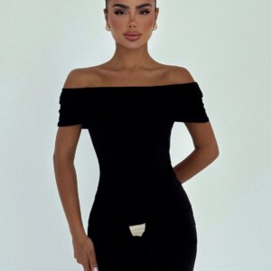 Glamorous Sheath Dress With Off Shoulder Neck - Brand: EYYO ATELIER - Women & Kids, Baby Clothes Wholesale - TheBS Women