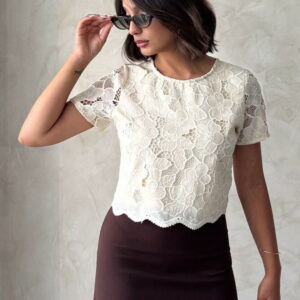 White Elegant Floral Slim Fit Blouse - Brand: Topshow - Women & Kids, Baby Clothes Wholesale - TheBS Women