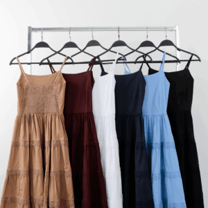 Beige Elegant Midi Slip Dress With Square Neck - Brand: Cream Rouge - Women & Kids, Baby Clothes Wholesale - TheBS Women