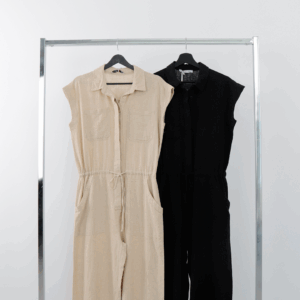 Beige Jumpsuit Shirt Style With Shawl Collar - Brand: Cream Rouge - Women & Kids, Baby Clothes Wholesale - TheBS Women