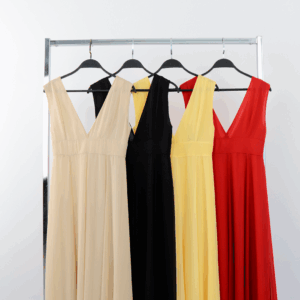 Beige Elegant Maxi A-Line Dress V-Neck Sleeveless - Brand: Cream Rouge - Women & Kids, Baby Clothes Wholesale - TheBS Women