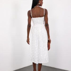 White Floral Slip Midi Dress With Sweetheart Neck - Brand: Cream Rouge - Women & Kids, Baby Clothes Wholesale - TheBS Women