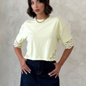 Beige Casual Elegant Tshirt Half Sleeve Regular Fit - Brand: Topshow - Women & Kids, Baby Clothes Wholesale - TheBS Women