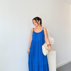 Beige Maxi Slip Dress With One Shoulder Neck - Brand: Cream Rouge - Women & Kids, Baby Clothes Wholesale - TheBS Women