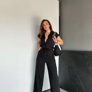 Shirt Jumpsuit With Notched Neck And Cap Sleeves - Brand: Cream Rouge - Women & Kids, Baby Clothes Wholesale - TheBS Women