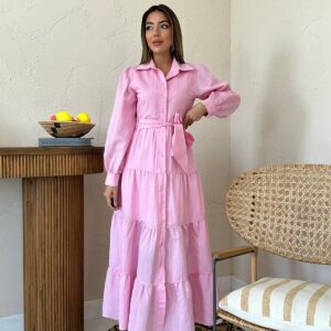 ElegantShirt Dress With Notched Neck And Long Sleeves - Brand: Elisa - Women & Kids, Baby Clothes Wholesale - TheBS Women