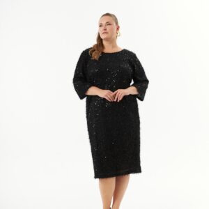Elegant Black Sequined Plus Size Shift Dress - Brand: RMG - Women & Kids, Baby Clothes Wholesale - TheBS Women