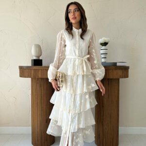 Elegant White Fit And Flare Dress - Brand: Elisa - Women & Kids, Baby Clothes Wholesale - TheBS Women