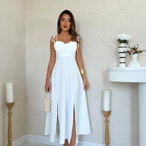 Elegant A-Line Midi Dress With Square Neck - Brand: Elisa - Women & Kids, Baby Clothes Wholesale - TheBS Women