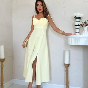 Elegant Sexy Slit Dress With Sweetheart Neck - Brand: Elisa - Women & Kids, Baby Clothes Wholesale - TheBS Women
