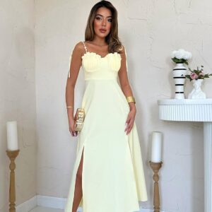 Elegant Sexy Slit Dress With Sweetheart Neck - Brand: Elisa - Women & Kids, Baby Clothes Wholesale - TheBS Women