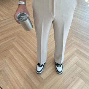 Beige Chinos Pants – Elegant Straight Leg High Waist - Brand: EYYO ATELIER - Women & Kids, Baby Clothes Wholesale - TheBS Women