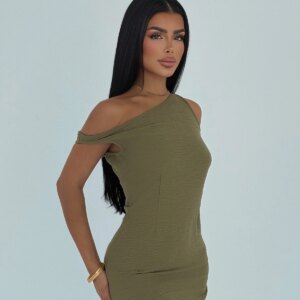 One Shoulder Neck Bodycon Mini Dress - Brand: EYYO ATELIER - Women & Kids, Baby Clothes Wholesale - TheBS Women