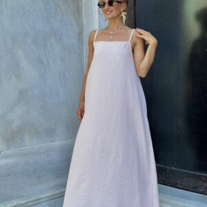 Blue Maxi Slip Dress With Square Neck And Cap Sleeves - Brand: Cream Rouge - Women & Kids, Baby Clothes Wholesale - TheBS Women